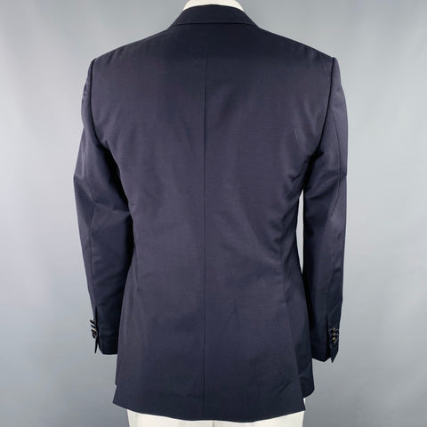 JOHN VARVATOS Size 42 Navy Black Virgin Wool Mohair Peak Lapel Tuxedo Jacket