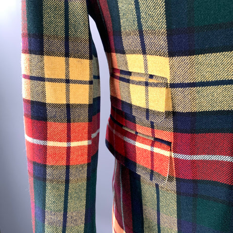 BLACK FLEECE Size 36 Red Green Wool Notch Lapel Sport Coat