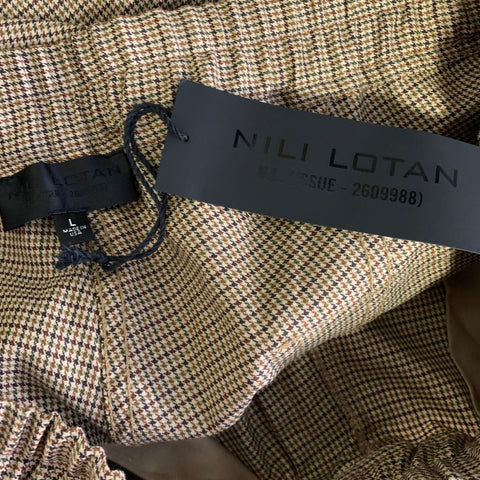 NILI LOTAN Size L Tan Brown Wool Track Pant Casual Pants