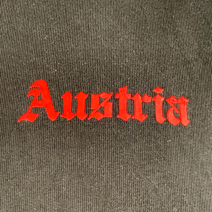 HELMUT LANG Size L Austria Black Red Print Cotton Crew Neck T-shirt