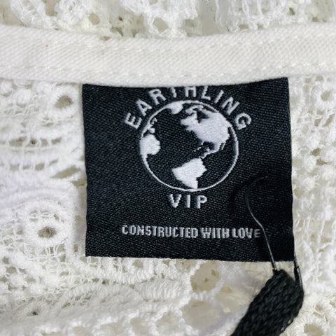 EARTHLING VIP Size M White Lace Cropped T-shirt