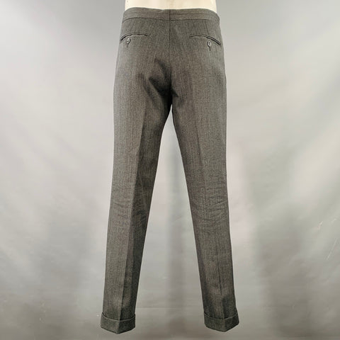 LOVA Size 44 Grey Wool Blend Single Button Notch Lapel Suit