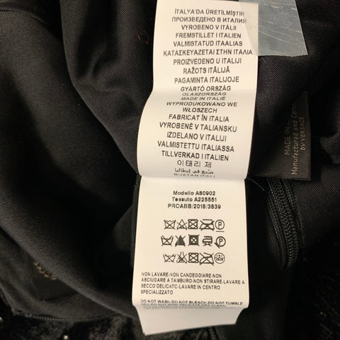 VERSACE FW2018 Size 6 Black Acetate & Silk Rhinestones V Neck Cocktail Dress