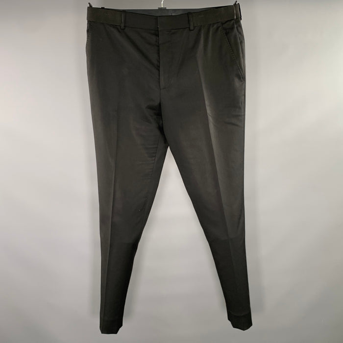 ALEXANDER MCQUEEN Size 36 Black Mixed Fabrics Wool Slim Fit Dress Pants