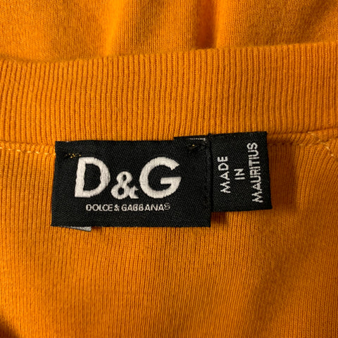 D&G by DOLCE & GABBANA Size S Orange Cotton Embroidered T-shirt