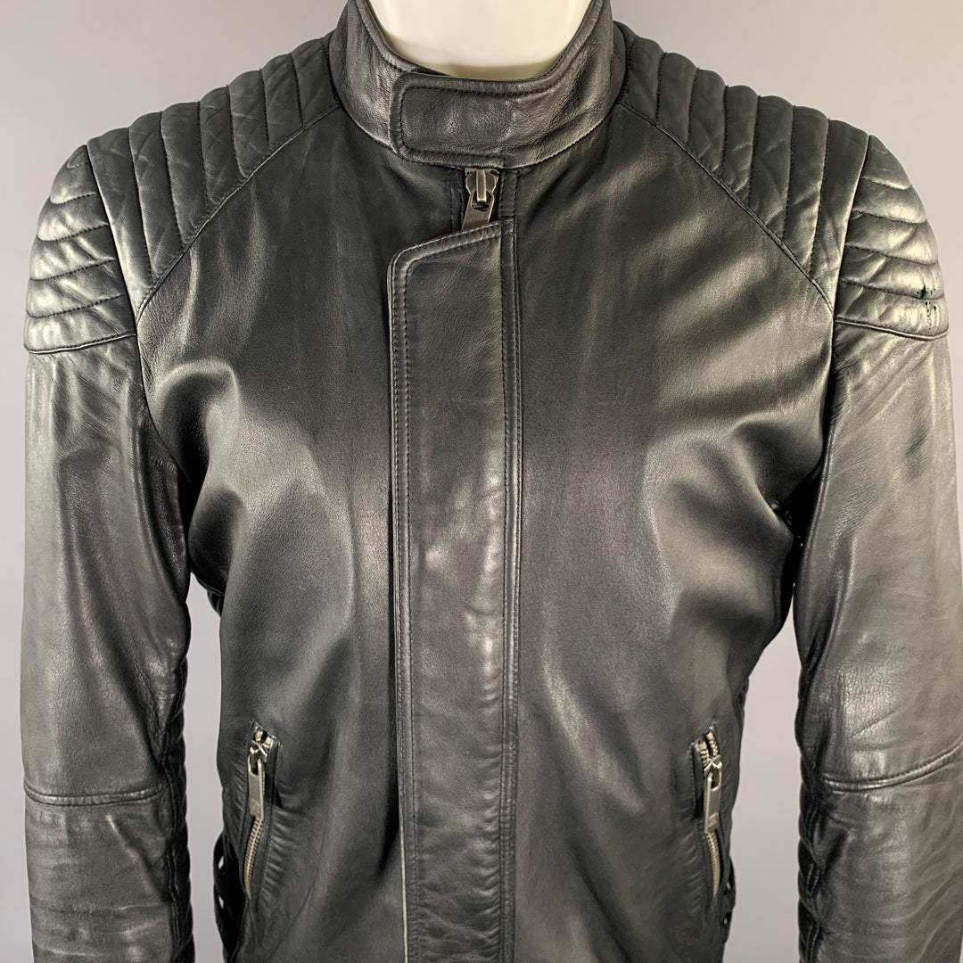 SCOTCH AND SODA Size M Black Leather Moto Racer Jacket