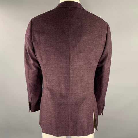ARMANI COLLEZIONI Size 40 Purple Navy Heather Wool Notch Lapel Sport Coat