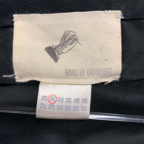 BAND OF OUTSIDERS Smoking croisé en laine à rayures bleu marine et noires, taille 38, revers châle