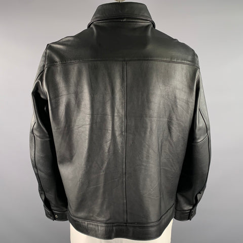 THURSDAY Chest Size XL Black Solid Lambskin Pointed Collar Jacket