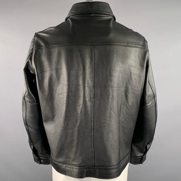 THURSDAY Chest Size XL Black Solid Lambskin Pointed Collar Jacket