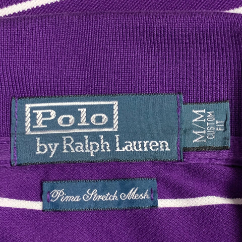 POLO by RALPH LAUREN Size M Purple White Stripe Pima Cotton Blend Polo