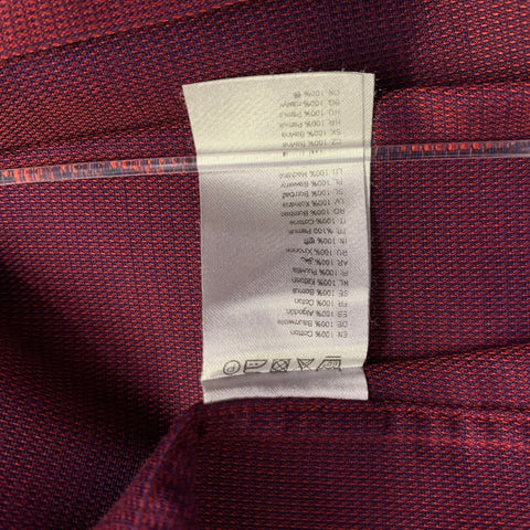 ETON Size XL Red Nailhead Cotton Curved Cutaway Long Sleeve Shirt