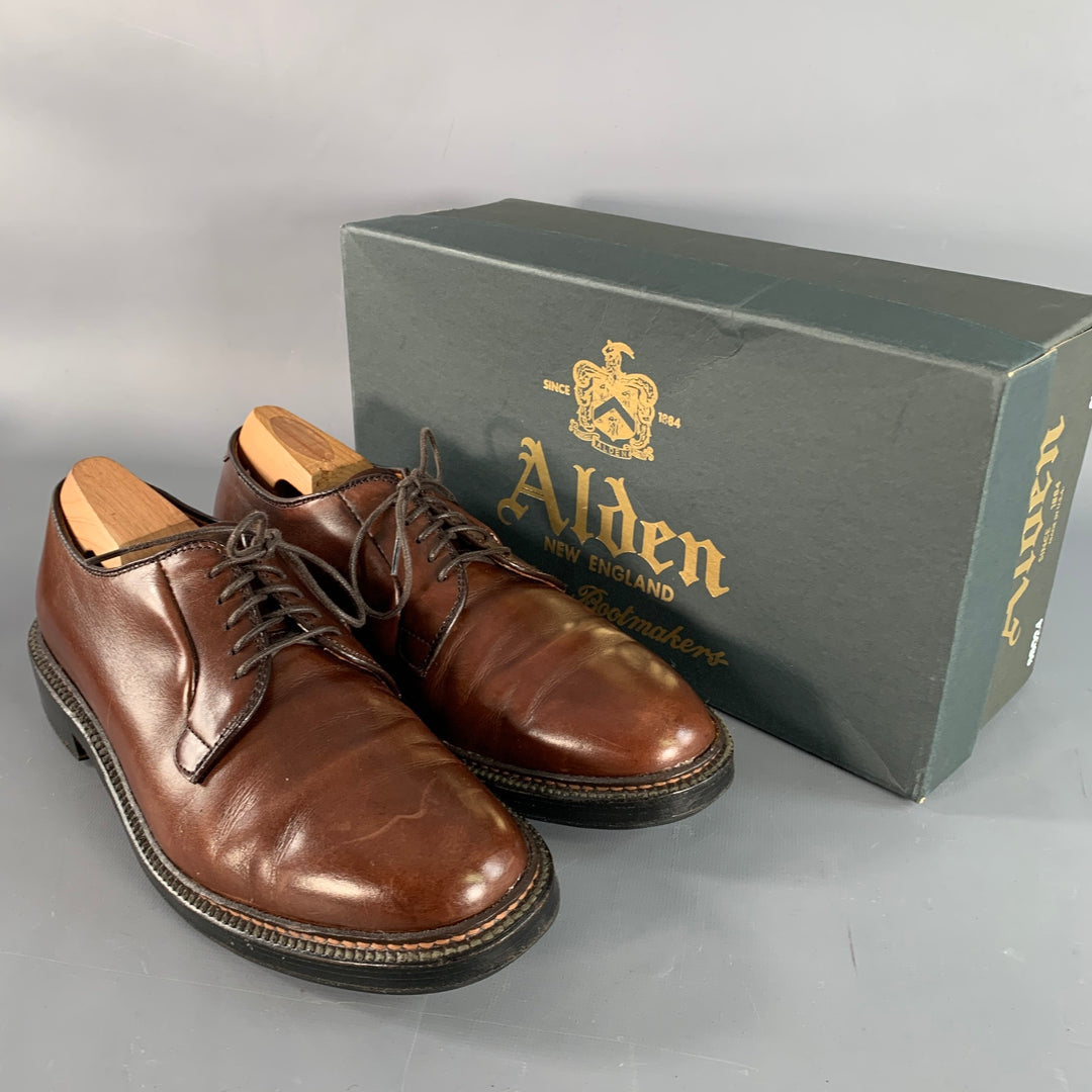 ALDEN Size 6.5 Brown Leather Derby Lace-Up Shoes