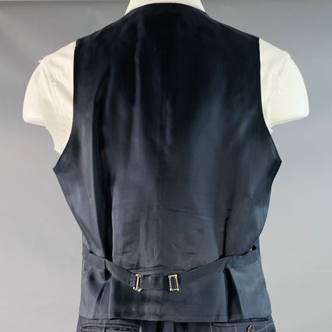 POLO by RALPH LAUREN Size 40 Regular Navy Grey Checkered Virgin Wool 3 Piece Suit