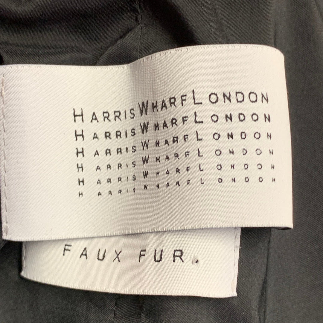 HARRIS WHARF LONDON Size 4 Orange Wool Blend Textured Faux Fur Notch Lapel Coat