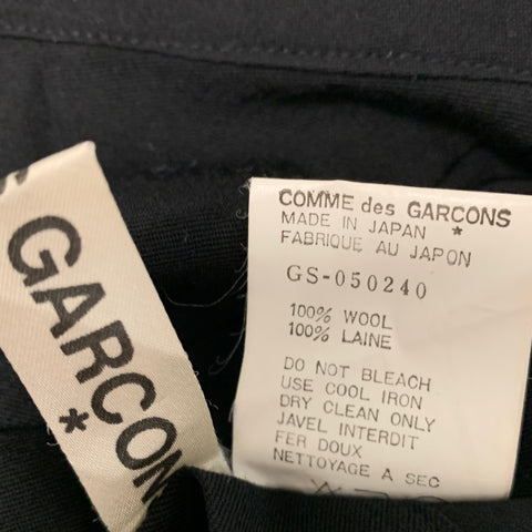 COMME des GARCONS 1980s Size S Black Wool Knee Length One Shoulder Dress