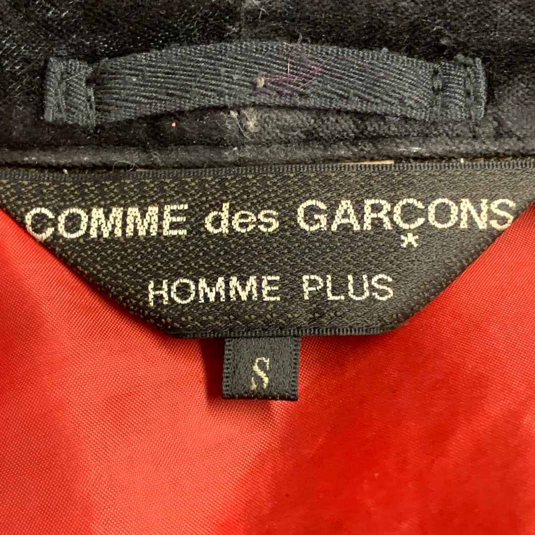 COMME des GARCONS HOMME PLUS Size S Black Black Checkered Polyester Shawl Lapel Robe