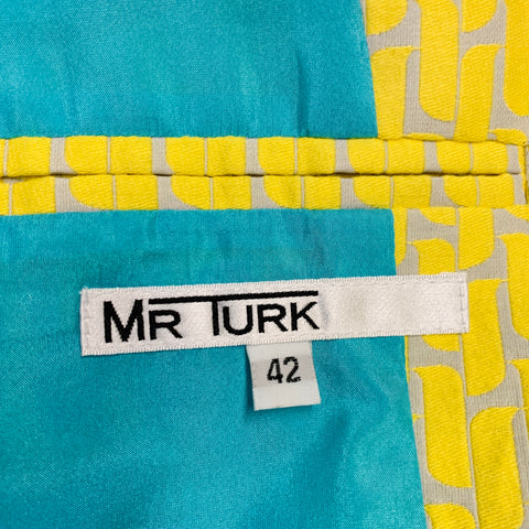 MR TURK Chest Size 42 Yellow Grey Jacquard Cotton Blend Notch Lapel Sport Coat