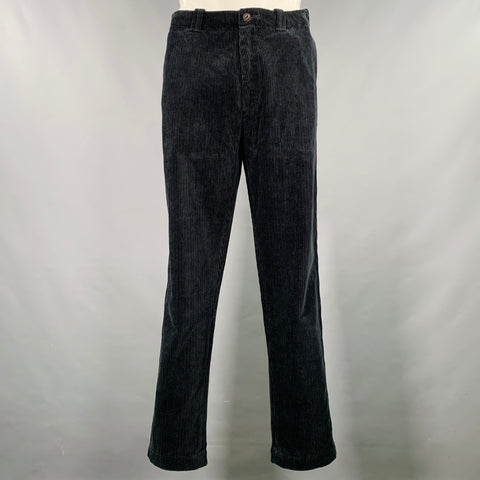 45rpm Size L Black Corduroy Cotton Elastic Waistband Casual Pants
