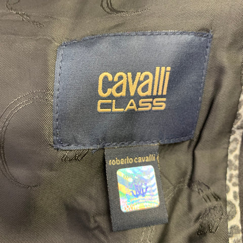 CAVALLI CLASS Size 42 Black Metallic Jacquard Polyester Blend Sport Coat