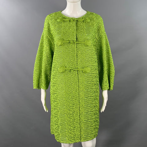 ERMANNO SCERVINO 2015 Size 8 Green Chartreuse Polyester Blend Embroidered Coat
