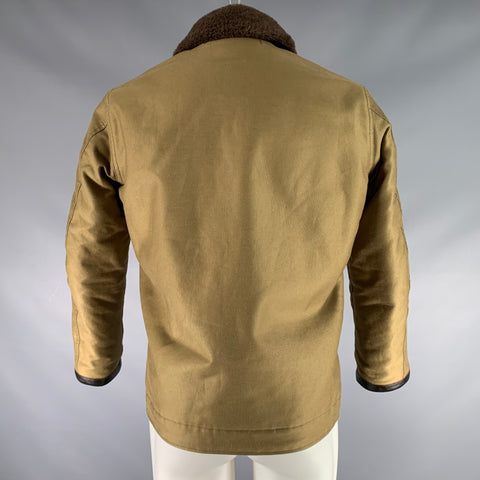 THE REAL MCCOY'S Size 36 Khaki Brown Cotton Zip & Buttons Jacket