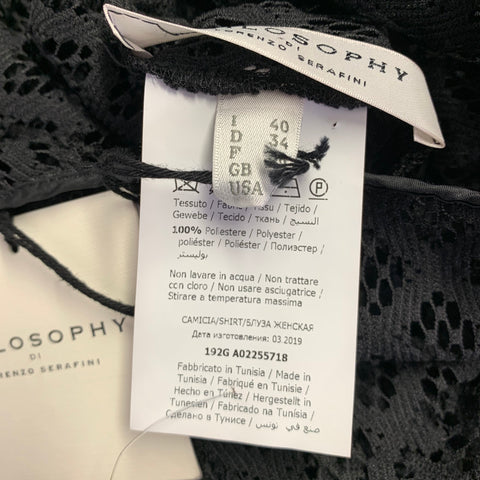PHILOSOPHY di LORENZO SERAFINI Size 4 Black Polyester Mesh Pullover