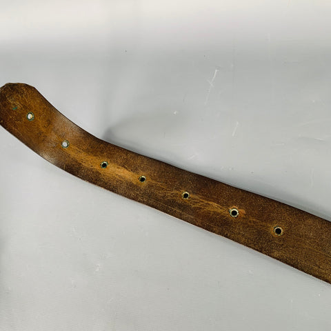 VINTAGE Size One Size Wide Brown Leather Eyelet Belt