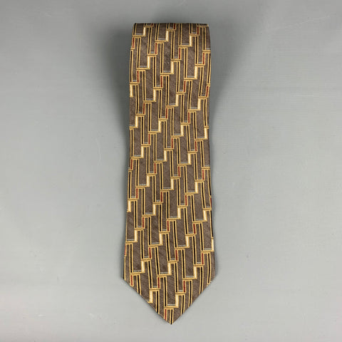 RUFFINI Brown Print Silk Tie