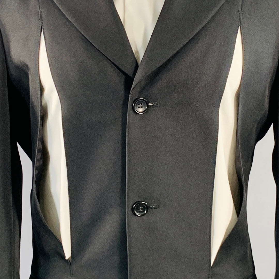 COMME des GARCONS HOMME PLUS AD2024 Size M Black Twill Wool Cutout Sport Coat