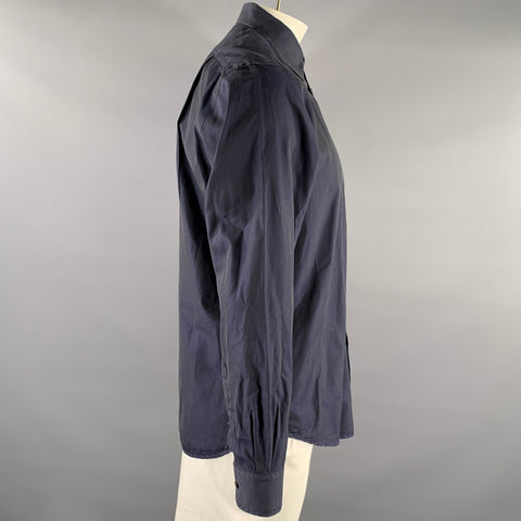 LUCIANO BARBERA Size L Navy Embroidery Long Sleeve Shirt
