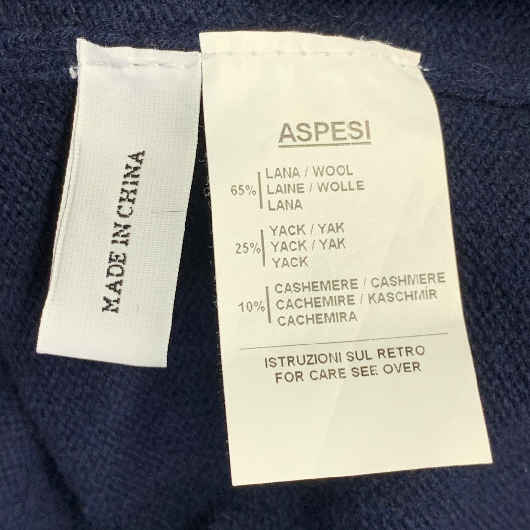 ASPESI Size M Navy Wool Yak Cashmere Hooded Pullover