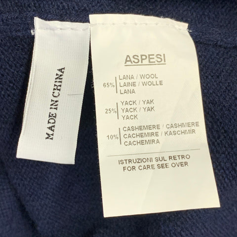 ASPESI Size M Navy Wool Yak Cashmere Hooded Pullover