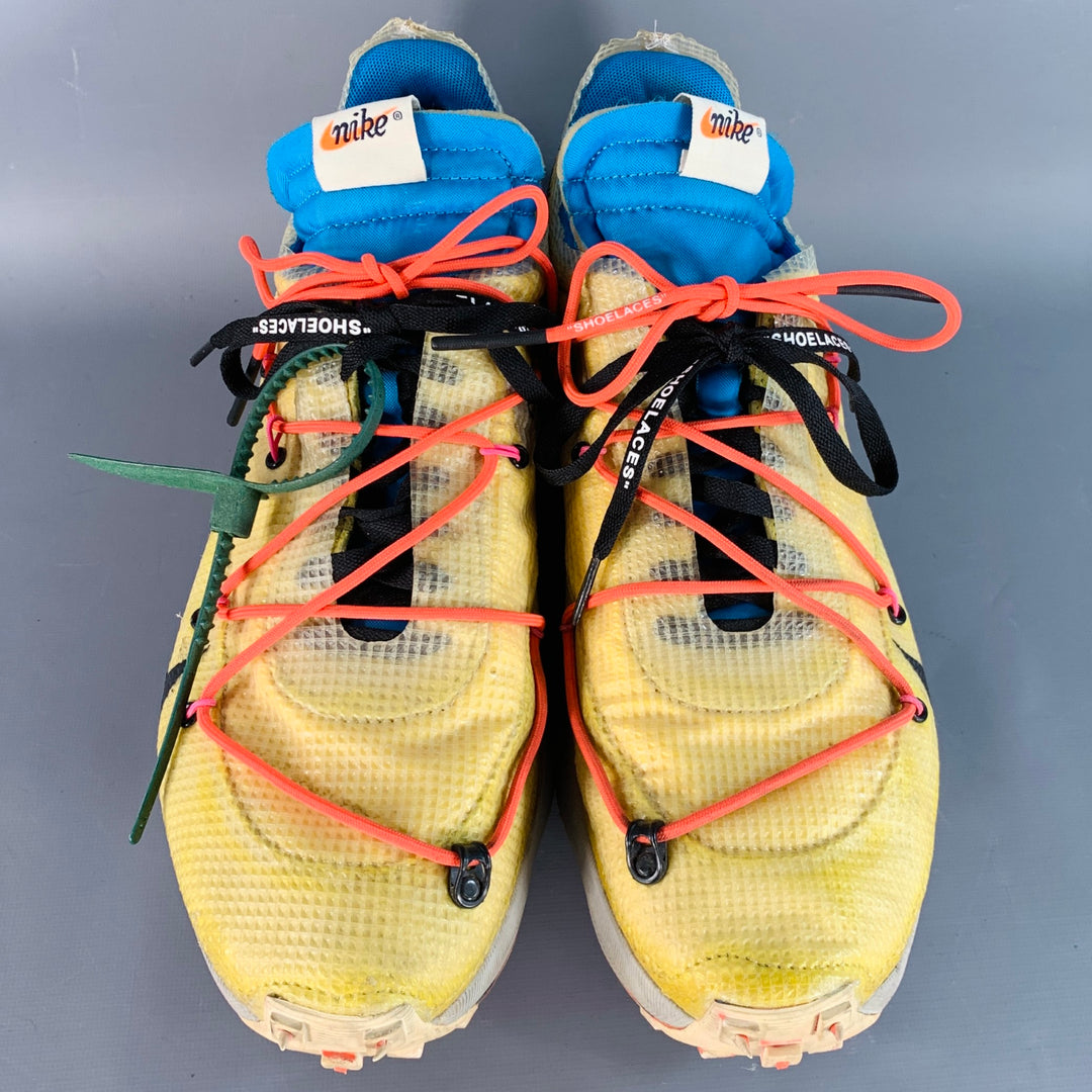 OFF-WHITE x NIKE 2020 Size 15.5 Yellow Blue Color Block Acetate Sneakers
