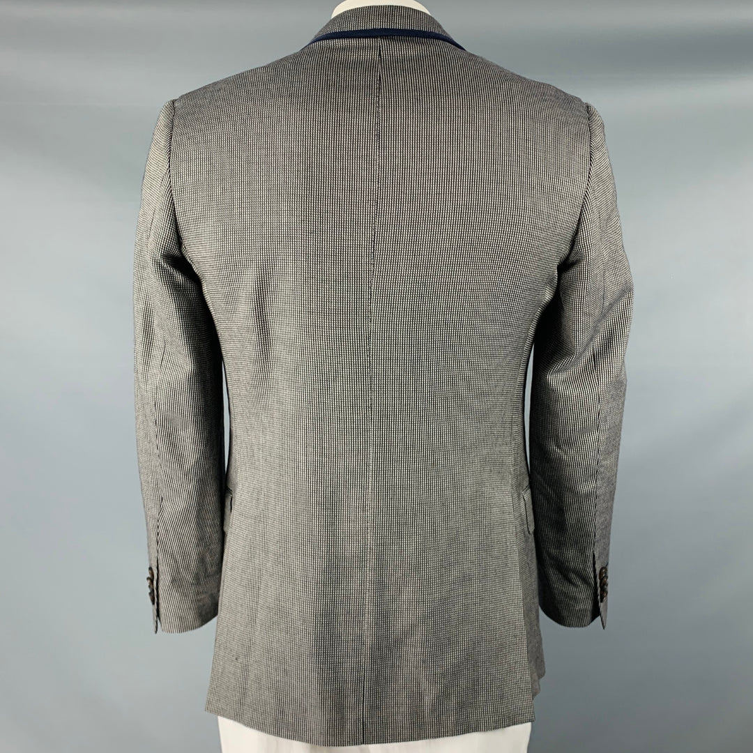 ETRO Talla 38 Abrigo deportivo con solapa de muesca de lana de seda y cabeza de clavo en blanco y negro