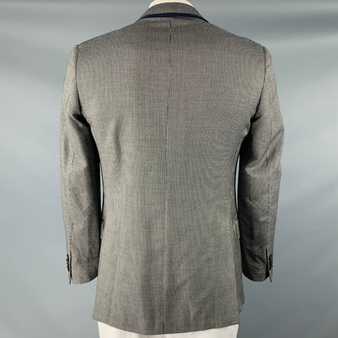 ETRO Size 38 Black White Nailhead Silk Wool Notch Lapel Sport Coat