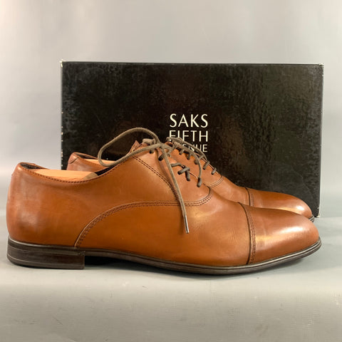 SAKS FIFTH AVENUE Size 7 Brown 40778 7 Leather Cap Toe Lace Up Shoes