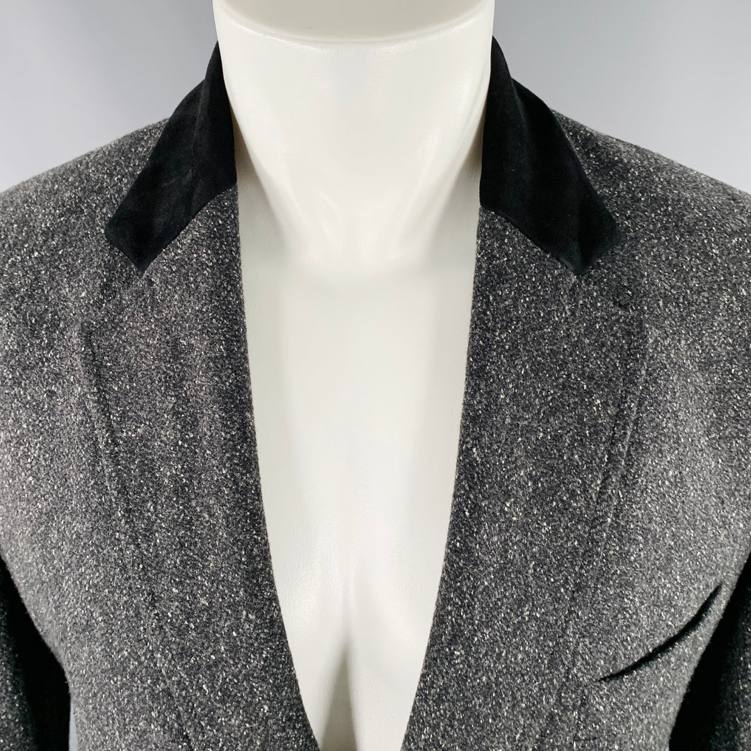 LA PERLA Size M Grey Black White Tweed Cotton Blend Coat