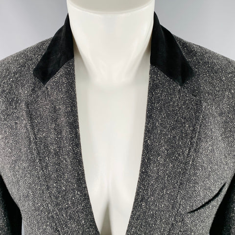 LA PERLA Size M Grey Black White Tweed Cotton Blend Coat