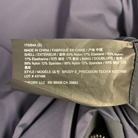 THEORY Size S Brody Navy Nylon Blend Zip Up Jacket