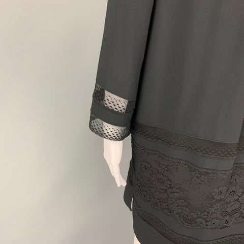 CHLOE Size 6 Black Acetate Blend Lace 3/4 Sleeves Dress