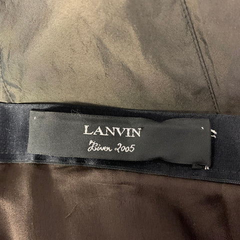 LANVIN Size L Green Olive Polyester A-Line Mid-Calf Skirt