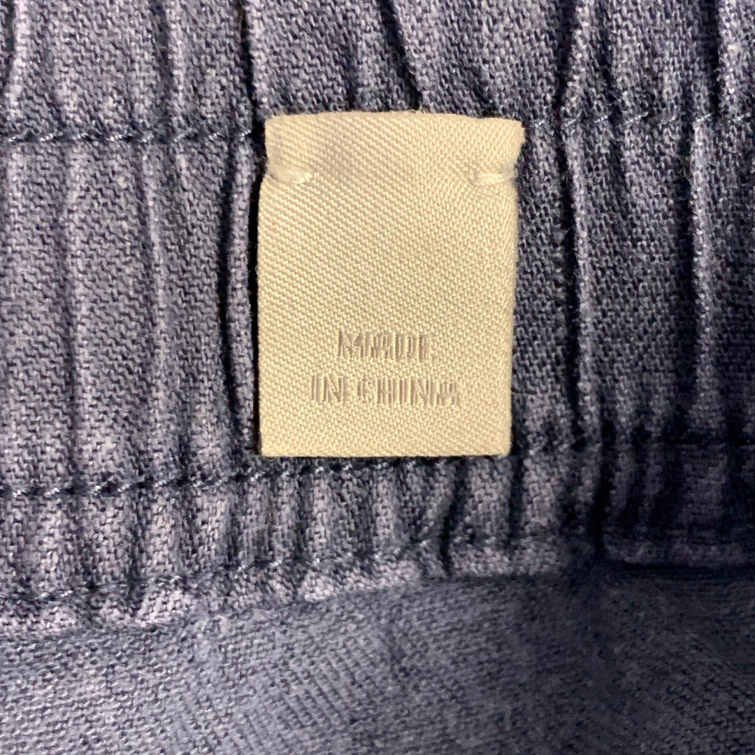 VINCE Size M Blue Linen Blend Elastic Waistband Cargo Shorts