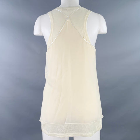 VANESSA BRUNO Size 2 Beige Linen Camisole Tank Double Layer Casual Top