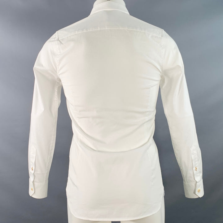 TED BAKER Size XS Brixton White Cotton Blend One Pocket Long Sleeve Shirt