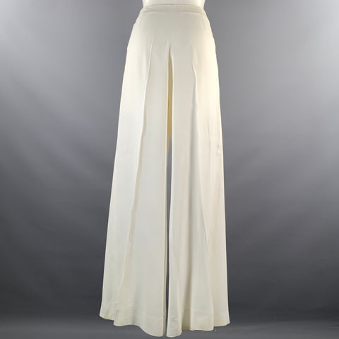 HERMES Size 8 Cream Acetate Viscose Sailor Dress Pants