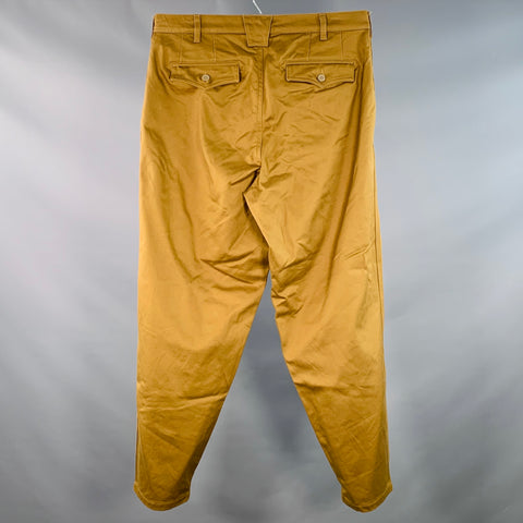MONITALY Size 34 Tan Cotton Sateen Pleated Water Resistant Riding Casual Pants
