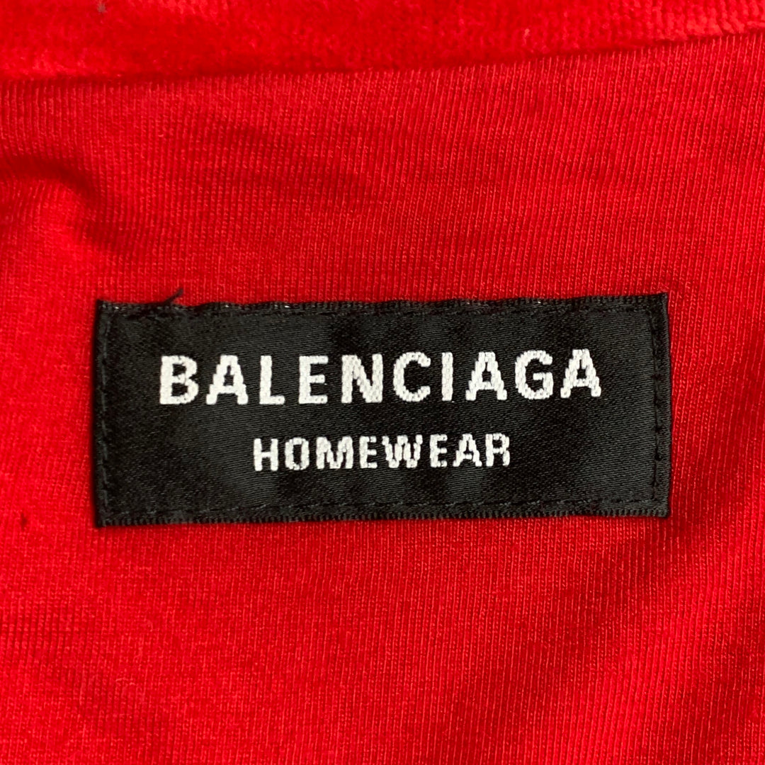 BALENCIAGA Size M Red Embroidery Cotton Blend Oversized Zip Up Jacket