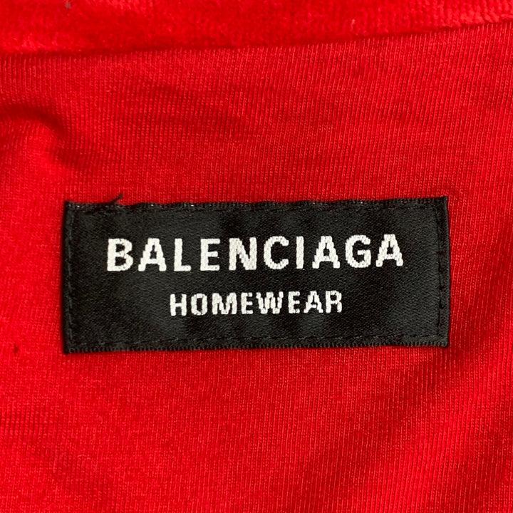BALENCIAGA Size M Red Embroidery Cotton Blend Oversized Zip Up Jacket