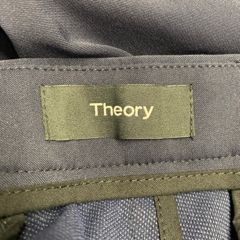 THEORY Size 32 Navy Polyamide Blend Flat Front Casual Pants